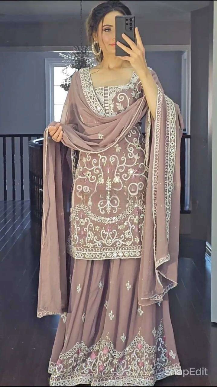 Vardan Ethnic Md 3003 Heavy Georgette Wholesale Designer Readymade Sharara Suit Catalog — Wholesale Salwar Suits, MPA wholesale from Surat - Gallery Image 2